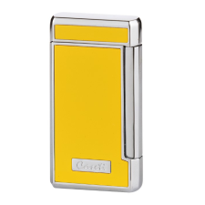 Caseti szivar öngyújtó citromsárga és króm színű, 2-es Jet lánggal öngyújtó