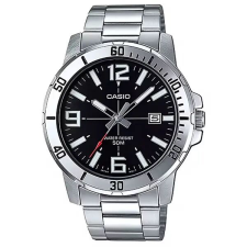 Casio férfi kvarc karóra, rozsdamentes acél, fekete számlap, 45 mm karóra