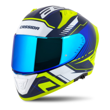 CASSIDA Aero Drome zárt motorkerékpár sisak kék-fluo sárga-világoskék-fehér bukósisak