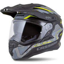 CASSIDA Road Runner TechniX enduro sisak matt szürke-fekete-fluo sárga bukósisak