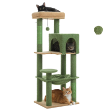  Cat Tree Tower, többszintes kialakítás, kényelmes függőágy, AMT0110GN-S, S macskabútor