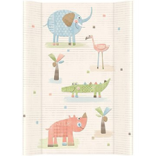 Ceba Baby Comfort pelenkázó szőnyeg tömör deszkával 50 × 70 cm, Elefánt banda ekrü színben pelenkázó matrac