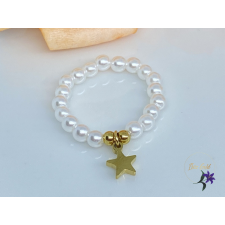  Cecilie gyöngyökből készült gyűrű csillag dísszel  fehér gyűrű