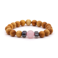 Cédrusfa Szív Chakra Karkötő Rózsakvarccal karkötő