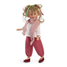 Celia baba piros nadrággal és fehér inggel 30cm baba