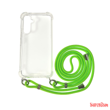 CELLECT iPhone 14 Pro TPU+PC Átlát.tok,Neon Zöld zsinórral tok és táska