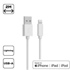 CELLECT Lightning - USB-A adat- és töltőkábel 2m fehér (MDCU-IPH-MFI2-W) kábel és adapter