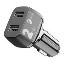 CELLULARLINE autós töltő 2 USB aljzat (2x12W, gyorstöltő) FEKETE (CBRUSB224WK) mobiltelefon kellék