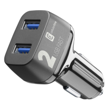CELLULARLINE autós töltő 2 USB aljzat (9V / 2000 mA, 36W, adaptív gyorstöltés támogatás) FEKETE (CBRUSB2QC36WK) mobiltelefon kellék