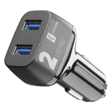 CELLULARLINE autós töltő 2 USB aljzat (9V / 2000 mA, 36W, adaptív gyorstöltés támogatás) FEKETE (CBRUSB2QC36WK) (CBRUSB2QC36WK) mobiltelefon kellék