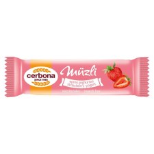 Cerbona Epres-joghurtos müzliszelet Epres bevonó talppal, Édesítőszerrel 20 g reform élelmiszer