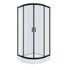  Cersanit Brasco ívestolóajtós zuhanykabin zuhanytálcával 90 fekete kád, zuhanykabin