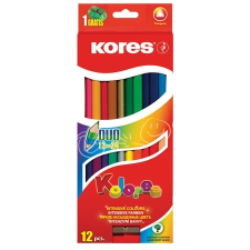  ceruza készlet, kétvégű, háromszögletű, KORES Duo, 12 különböző szín, 12 db/készlet (IK100612) színes ceruza
