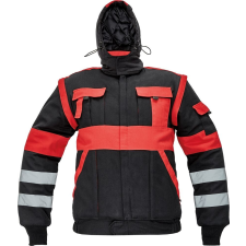 Cerva Max Winter téli munkavédelmi kabát fekete/piros színben munkaruha