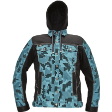 Cerva Neurum Terepmintás Kapucnis Munkáskabát petrol kék - 56 munkaruha