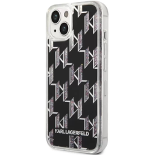 Cg mobile Apple iPhone 14 Plus, Műanyag hátlap védőtok, Monogram minta, Karl Lagerfeld Monogram Liquid Glitter, fekete tok és táska