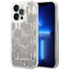 Cg mobile Apple iPhone 14 Pro Max, Műanyag hátlap védőtok, Monogram minta, Karl Lagerfeld Monogram Liquid Glitter, ezüst