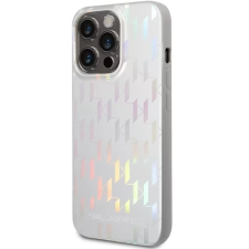 Cg mobile Apple iPhone 14 Pro Max, Műanyag hátlap védőtok + szilikon keret, színváltós monogram minta, Karl Lagerfeld Monogram Iridescent, ezüst tok és táska