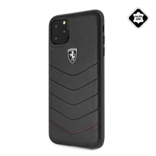 Cg mobile Ferrari Scuderia műanyag telefonvédő (valódi bőr hátlap) FEKETE [Apple iPhone 11 Pro Max] tok és táska