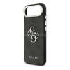 Cg mobile GUESS 4G BIG CLASSIC LOGO szilikon telefonvédő (ütésállóság, bőr hatású hátlap) FEKETE/EZÜST (GUHCP17MP4G4SMCK)