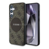 Cg mobile GUESS 4G ROUND PATCH CLASSIC LOGO szilikon telefonvédő (ütésállóság, textil hátlap, MagSafe) VILÁGOSBARNA (GUHMS25MP4PGRSGW)