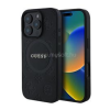 Cg mobile GUESS SAFFIANO PEONY CLASSIC LOGO szilikon telefonvédő (ütésállóság, bőr hatású hátlap, MagSafe) FEKETE (GUHMP16LPSAPSMEK)