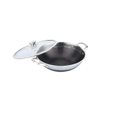 Cheffinger Wok rozsdamentes acélból fedővel 32cm edény