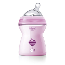 Chicco NaturalFeeling cumisüveg közepes folyású ferde cumival - 250 ml pink cumisüveg