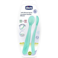 Chicco szilikon kanál 2 db kék 6 m+ (8058664061853) tányér és evőeszköz