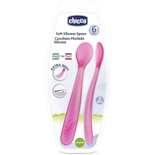 Chicco Szilikon kanál 2 db rózsaszín 6 m+ babaétkészlet