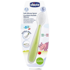 Chicco Szilikon kanál Soft 6 m+, zöld (8058664031801) tányér és evőeszköz
