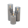 CHRISTMAS LIGHTING LED-es, 3 darabos gyertyaszett üvegben (CDS 3)