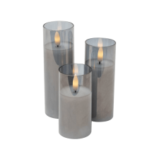 CHRISTMAS LIGHTING LED-es, 3 darabos gyertyaszett üvegben (CDS 3) világítás