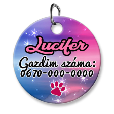  Cicabiléta vagy kutyabiléta, kör, kék-pink színben (tetszőleges adatokkal) nyakörv, póráz, hám kutyáknak