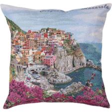 Cinque Terre, mediterrán gobelin díszpárna huzat, 45x45 cm lakástextília