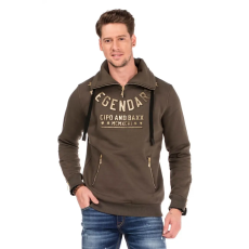 Cipo & Baxx DIVATOS FÉRFI KAPUCNIS PULÓVER CL324 KHAKI