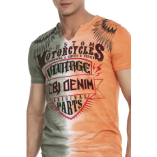 Cipo &amp; Baxx DIVATOS FÉRFI PÓLÓ CT526 KHAKI ORANGE férfi póló