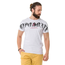 Cipo &amp; Baxx DIVATOS FÉRFI PÓLÓ CT768 WHITE férfi póló
