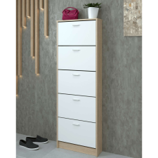  Cipősszekrény, 5 soros, sonoma tölgy/fehér, MOBI 15 bútor