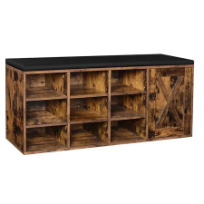  Cipőtároló pad 9 rekesszel és szekrénnyel, rusztikus barna 110x30x48cm bútor
