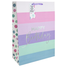 Clairefontaine Dísztasak Clairefontaine/Eurowrap 33x45,5 cm csíkos rózsaszín HBD ajándéktasak