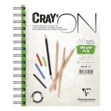 Clairefontaine Művészeti rajztömb Clairefontaine CrayON A/5 30 lap 160g spirálos fehér füzet