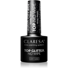 Claresa UV/LED Top Glitter No Wipe zselés fedő körömlakk csillogó árnyalat Glitter Silver 5 g lakk zselé