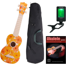 Classic Cantabile Beachbuddy Beachflower Ukulele Szett Hangolóval Együtt gitár és basszusgitár