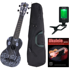 Classic Cantabile Beachbuddy Black Beuty Ukulele  Szett Hangolóval Együtt gitár és basszusgitár