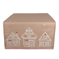 Clayre & EEf Karácsonyi Asztali Futó - 50x140cm - Gingerbread Bliss lakástextília