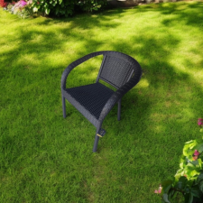 CleanDepo Bamboo Rattan hatású Karfás Szék Antracit kerti bútor