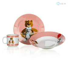 CleanDepo Étkészlet porcelánból 3 részes gyerek Maci konyhai eszköz