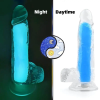 ClearlyHorny Color Glow – világító dildó, 15 cm, prémium élmény