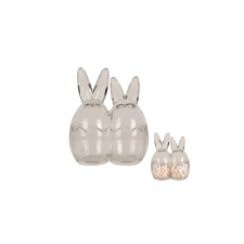 CLEEF.6GL4388 Üveg bonbonier, dupla nyuszi, 14x8x17cm papírárú, csomagoló és tárolóeszköz